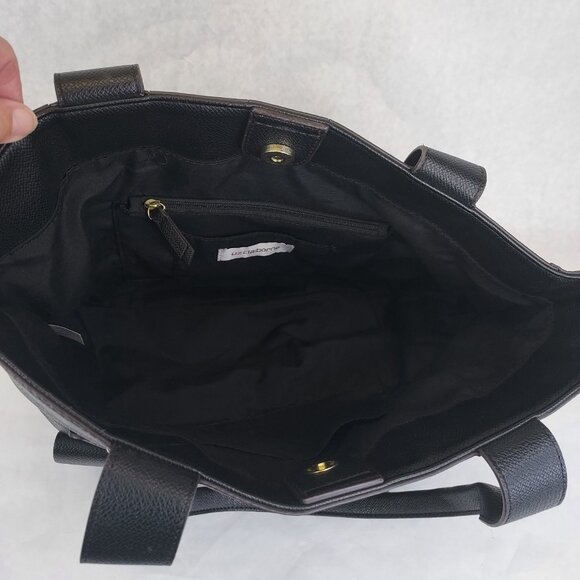 Liz Claiborne Shoulder Purse Tote Bag Black Faux Pebbled Leather Lined Pockets - Picture 10 of 16